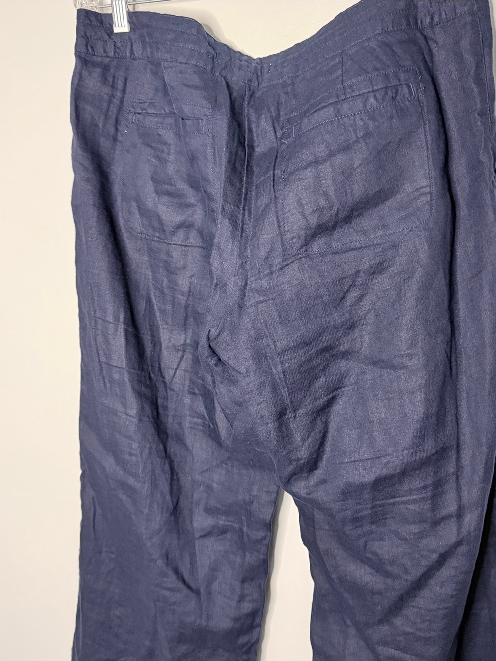 Women’s Navy Linen Relaxed Fit Pants - Picture 5 of 9